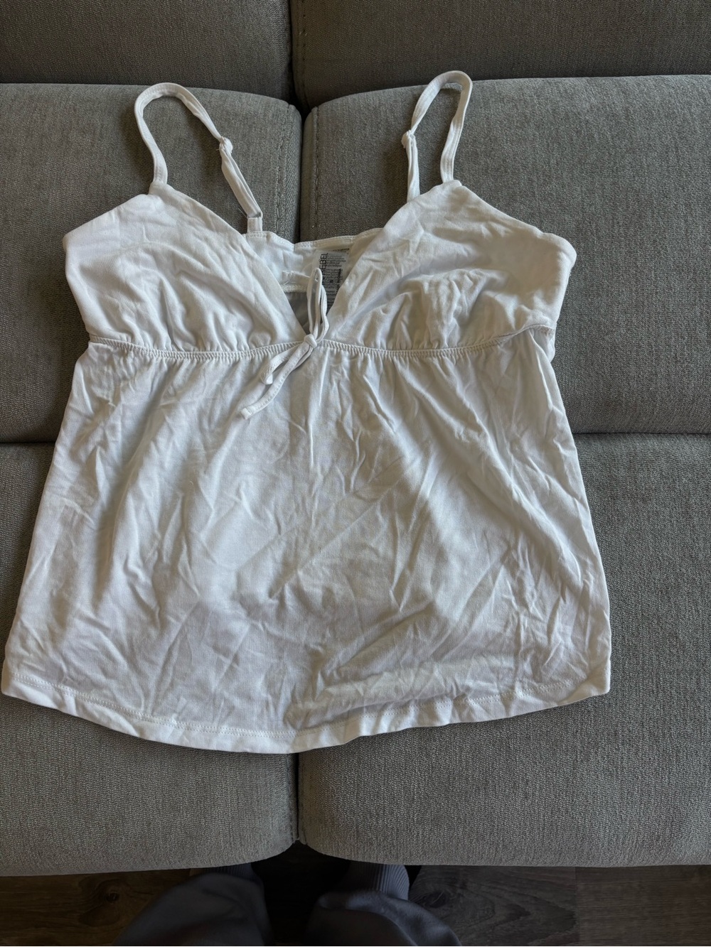 White Adjustable Tie-Front Cami Tank Top